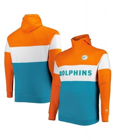 Men's Aqua Miami Dolphins Big and Tall Throwback Colorblock Raglan Pullover Hoodie $44.27 Sweatshirt