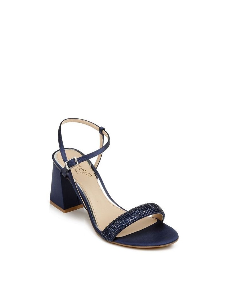 Women's Earlene Block Heel Evening Sandal Blue $52.32 Shoes