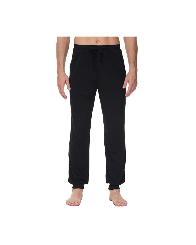 Men's Heat Retaining Contrast Trim Pajama Pants Black $14.35 Pajama