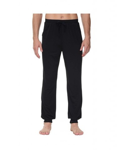 Men's Heat Retaining Contrast Trim Pajama Pants Black $14.35 Pajama