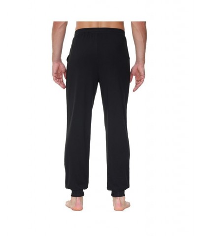 Men's Heat Retaining Contrast Trim Pajama Pants Black $14.35 Pajama