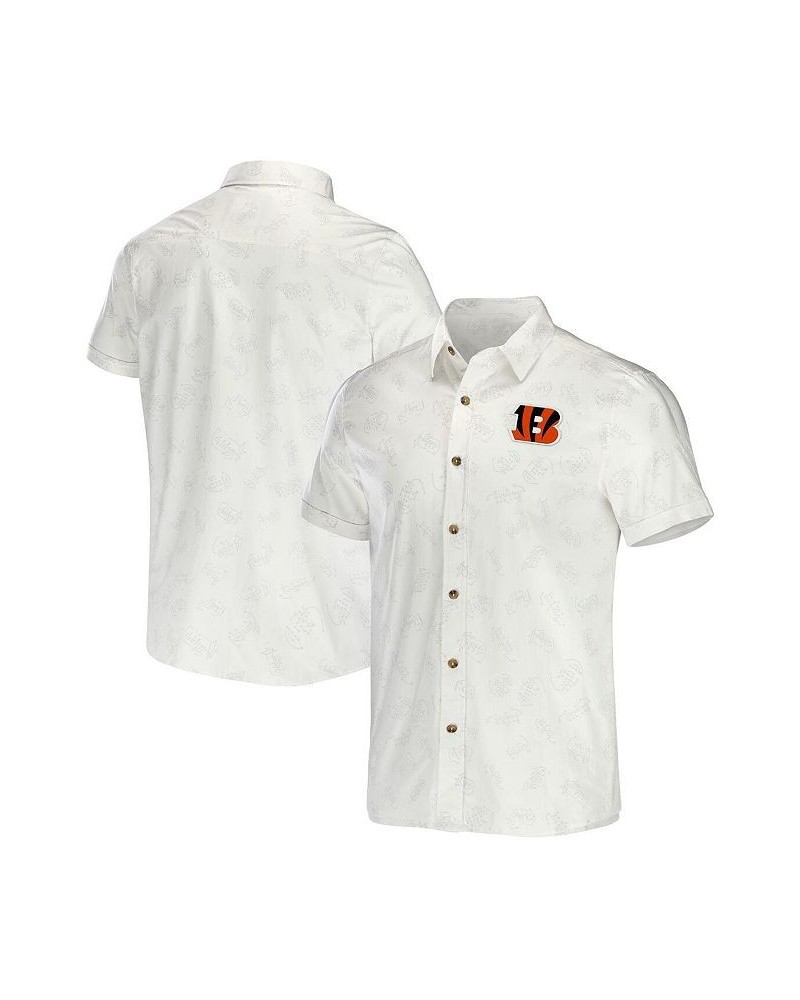 Men's NFL x Darius Rucker Collection by White Cincinnati Bengals Woven Button-Up T-shirt $30.55 Shirts