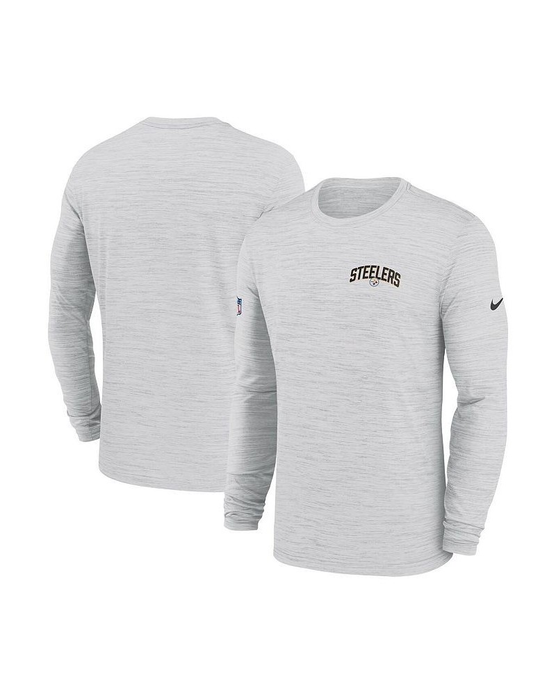 Men's White Pittsburgh Steelers Velocity Athletic Stack Performance Long Sleeve T-shirt $23.65 T-Shirts