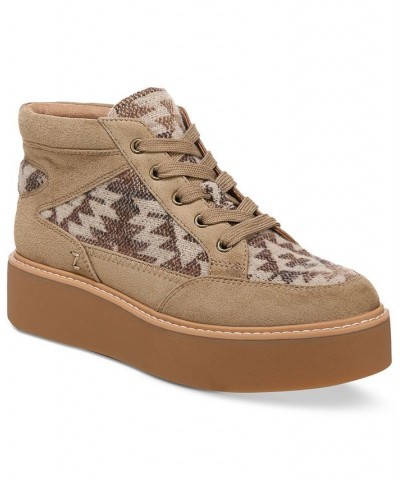 Women's Siona Platform Lace-Up Sneakers Brown $64.50 Shoes