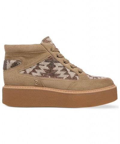 Women's Siona Platform Lace-Up Sneakers Brown $64.50 Shoes