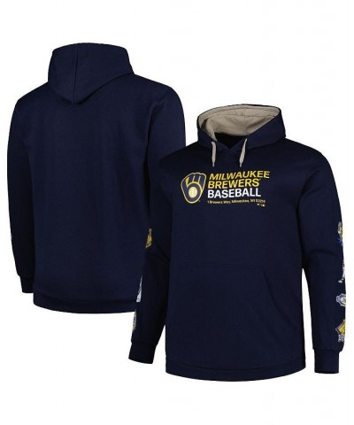 Men's Navy Milwaukee Brewers Big and Tall Fleece Pullover Hoodie $51.29 Sweatshirt