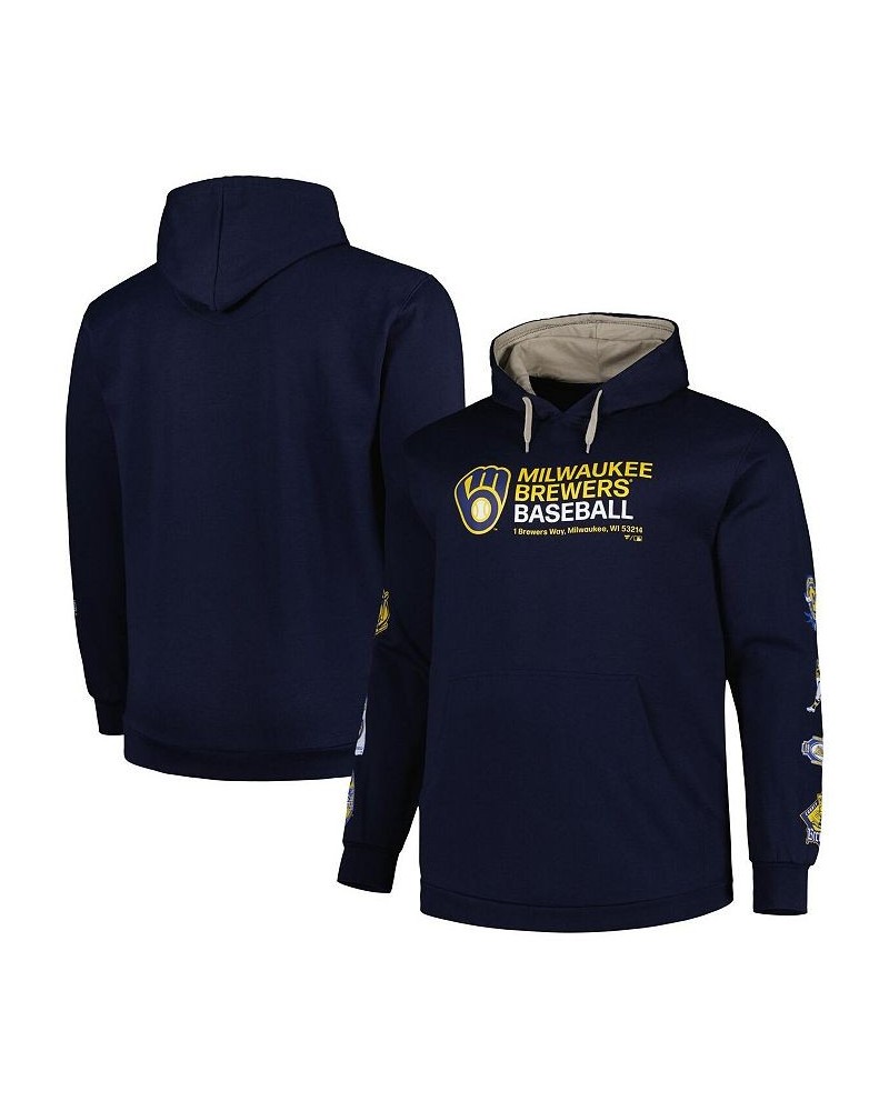 Men's Navy Milwaukee Brewers Big and Tall Fleece Pullover Hoodie $51.29 Sweatshirt