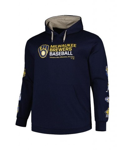 Men's Navy Milwaukee Brewers Big and Tall Fleece Pullover Hoodie $51.29 Sweatshirt