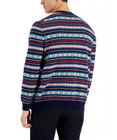 Men's Cozy Fair Isle Button-Up Cardigan Blue $15.45 Sweaters