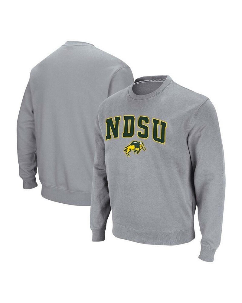 Men's Heathered Gray NDSU Bison Arch Logo Tackle Twill Pullover Sweatshirt $33.59 Sweatshirt