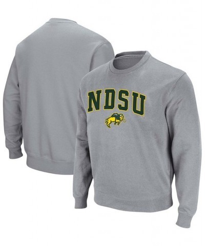 Men's Heathered Gray NDSU Bison Arch Logo Tackle Twill Pullover Sweatshirt $33.59 Sweatshirt