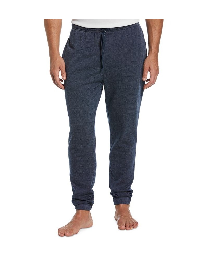 Men's Heathered Textured-Knit Fleece Pajama Joggers Blue $12.25 Pajama