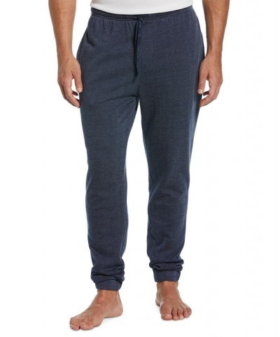 Men's Heathered Textured-Knit Fleece Pajama Joggers Blue $12.25 Pajama