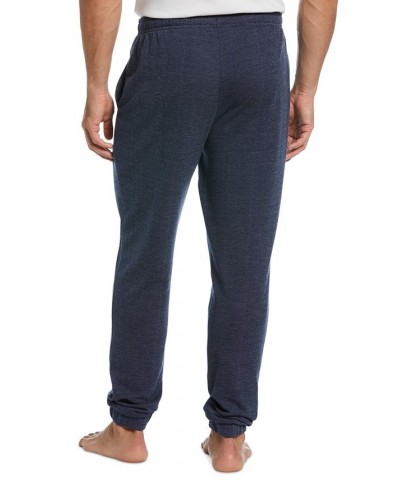 Men's Heathered Textured-Knit Fleece Pajama Joggers Blue $12.25 Pajama