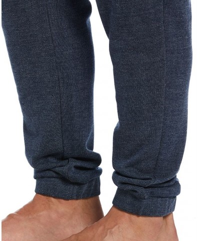 Men's Heathered Textured-Knit Fleece Pajama Joggers Blue $12.25 Pajama