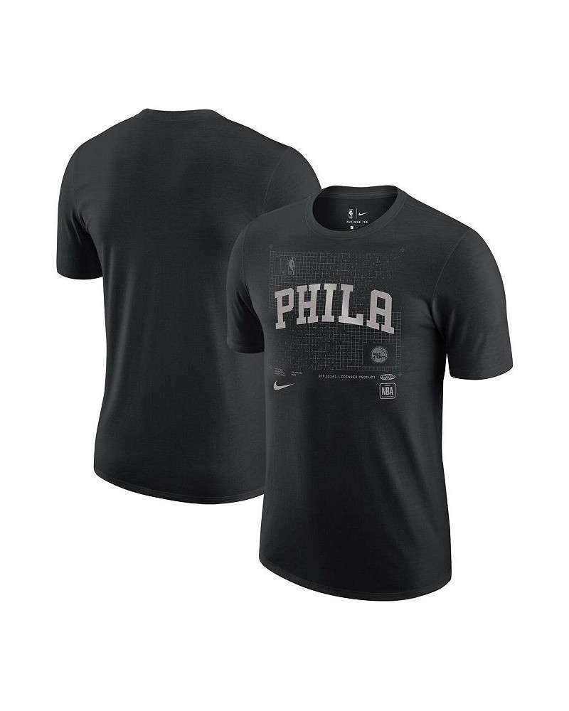 Men's Black Philadelphia 76ers Courtside Chrome T-shirt $28.99 T-Shirts