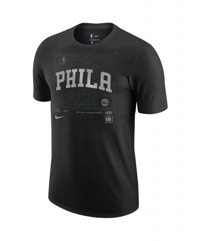 Men's Black Philadelphia 76ers Courtside Chrome T-shirt $28.99 T-Shirts