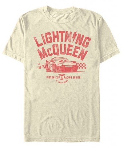 Disney Pixar Men's Cars Distressed Lightning McQueen 5 Time Champ Short Sleeve T-Shirt Tan/Beige $20.29 T-Shirts