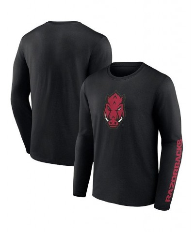 Men's Branded Black Arkansas Razorbacks Double Time 2-Hit Long Sleeve T-shirt $25.19 T-Shirts