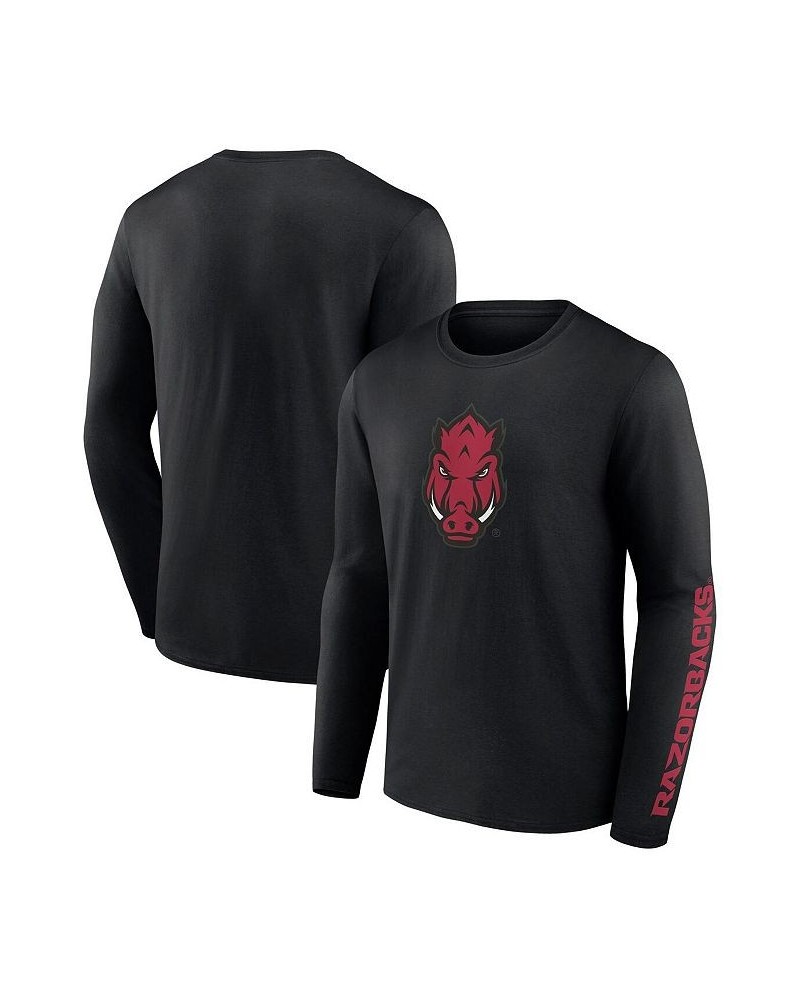 Men's Branded Black Arkansas Razorbacks Double Time 2-Hit Long Sleeve T-shirt $25.19 T-Shirts