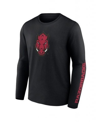 Men's Branded Black Arkansas Razorbacks Double Time 2-Hit Long Sleeve T-shirt $25.19 T-Shirts