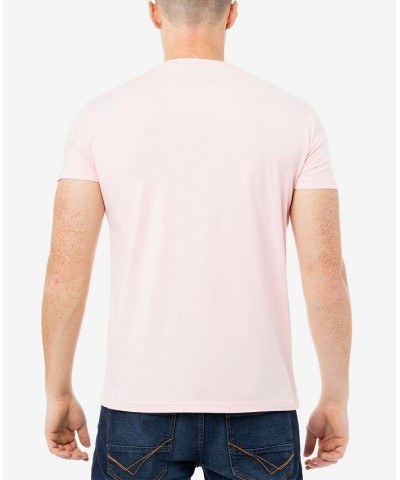 Men's Basic Henley Neck Short Sleeve T-shirt Pink $9.68 T-Shirts