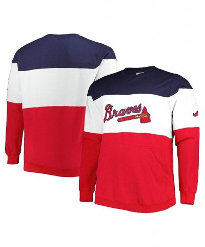 Men's Navy, White Atlanta Braves Big and Tall Pullover Sweatshirt $33.00 Sweatshirt