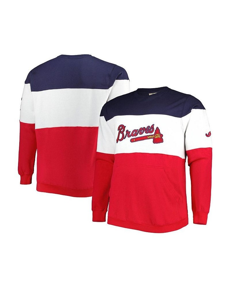 Men's Navy, White Atlanta Braves Big and Tall Pullover Sweatshirt $33.00 Sweatshirt