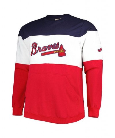 Men's Navy, White Atlanta Braves Big and Tall Pullover Sweatshirt $33.00 Sweatshirt