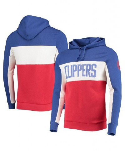 Men's Royal, White LA Clippers Wordmark Colorblock Fleece Pullover Hoodie $32.00 Sweatshirt