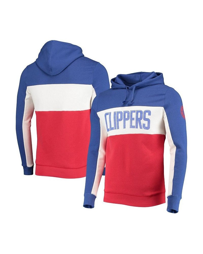 Men's Royal, White LA Clippers Wordmark Colorblock Fleece Pullover Hoodie $32.00 Sweatshirt