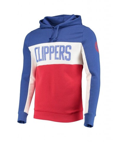 Men's Royal, White LA Clippers Wordmark Colorblock Fleece Pullover Hoodie $32.00 Sweatshirt