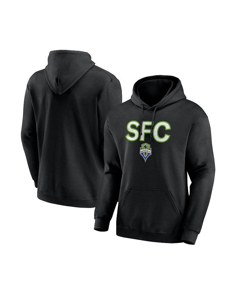 Men's Black Seattle Sounders FC Scoreboard Pullover Hoodie $30.59 Sweatshirt