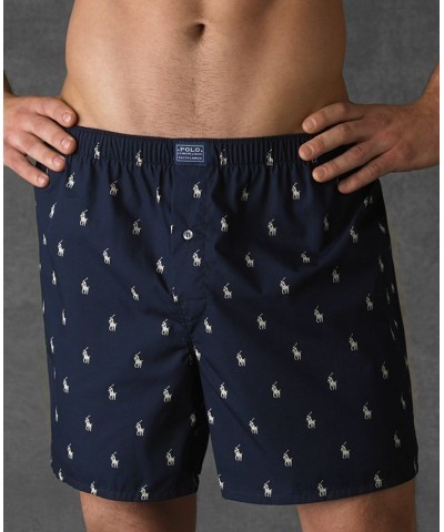 Men's Underwear, Allover Pony Woven Boxers Navy $18.24 Underwear