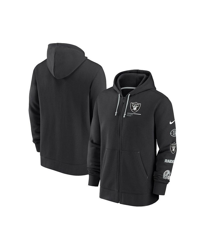 Men's Black, Silver Las Vegas Raiders Surrey Full-Zip Hoodie $34.31 Sweatshirt