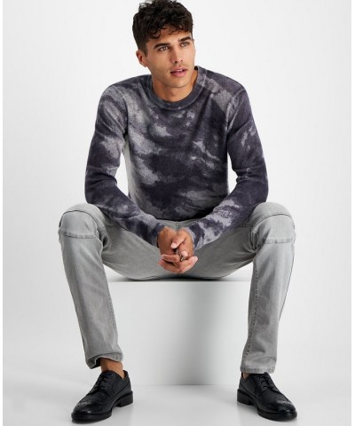 Men's Cashmere Cloud Abstract-Print Sweater Gray $32.60 Sweaters