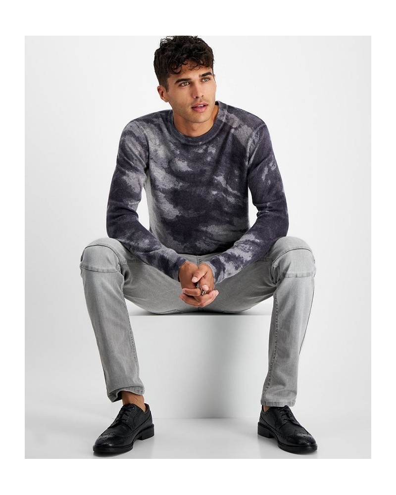 Men's Cashmere Cloud Abstract-Print Sweater Gray $32.60 Sweaters