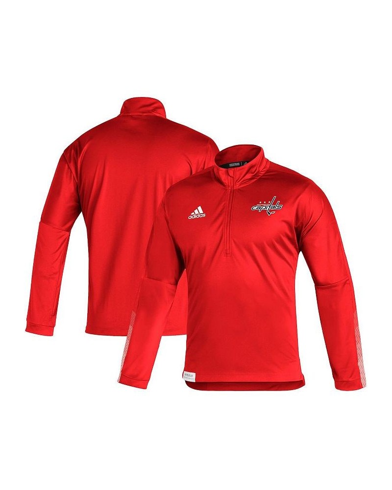 Men's Red Washington Capitals Primeblue Quarter-Zip Jacket $30.66 Jackets