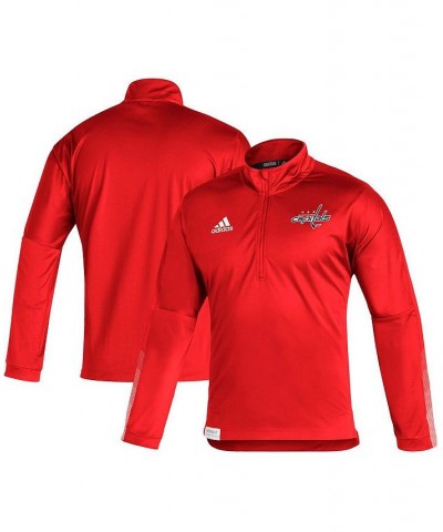 Men's Red Washington Capitals Primeblue Quarter-Zip Jacket $30.66 Jackets