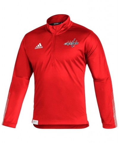 Men's Red Washington Capitals Primeblue Quarter-Zip Jacket $30.66 Jackets