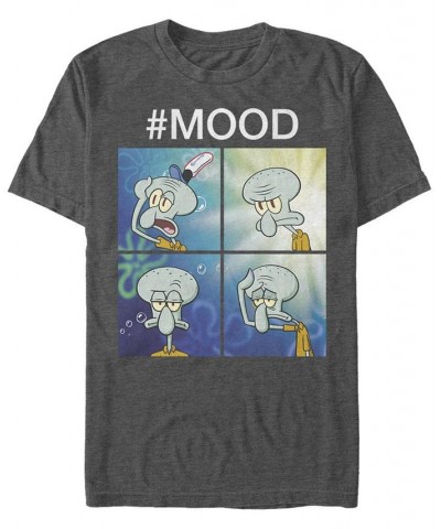 Men's Squid Mood Short Sleeve Crew T-shirt Gray $20.29 T-Shirts