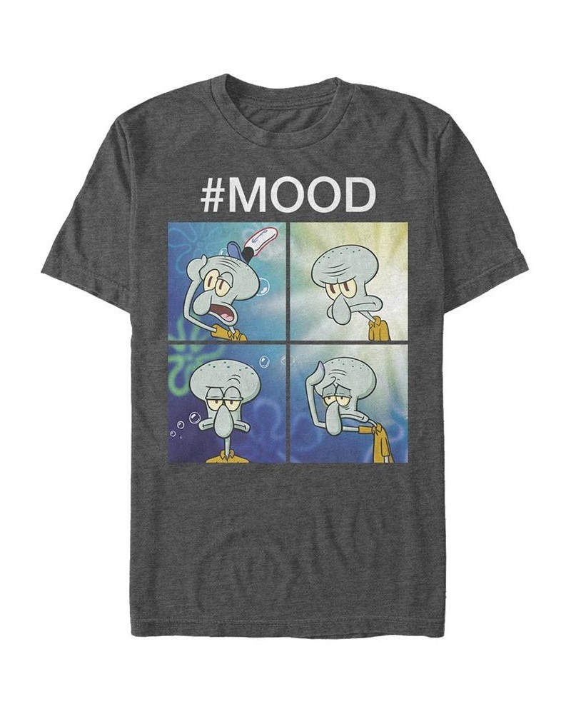 Men's Squid Mood Short Sleeve Crew T-shirt Gray $20.29 T-Shirts