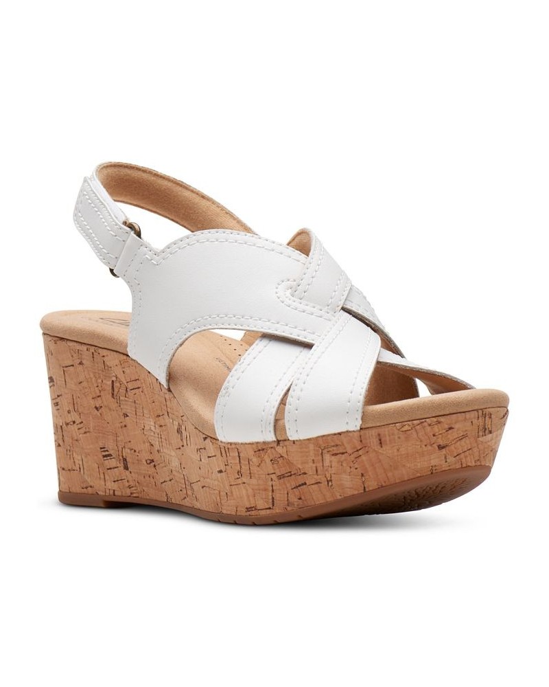 Women's Rose Erin Woven-Strap Wedge Sandals White $42.51 Shoes