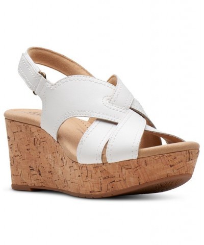 Women's Rose Erin Woven-Strap Wedge Sandals White $42.51 Shoes