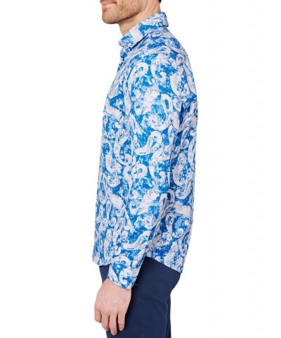 Men's Slim-Fit Blue Paisley Performance Shirt Blue $27.86 Shirts