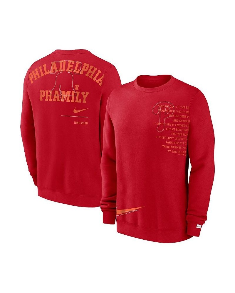 Men's Red Philadelphia Phillies Statement Ball Game Fleece Pullover Sweatshirt $49.00 Sweatshirt