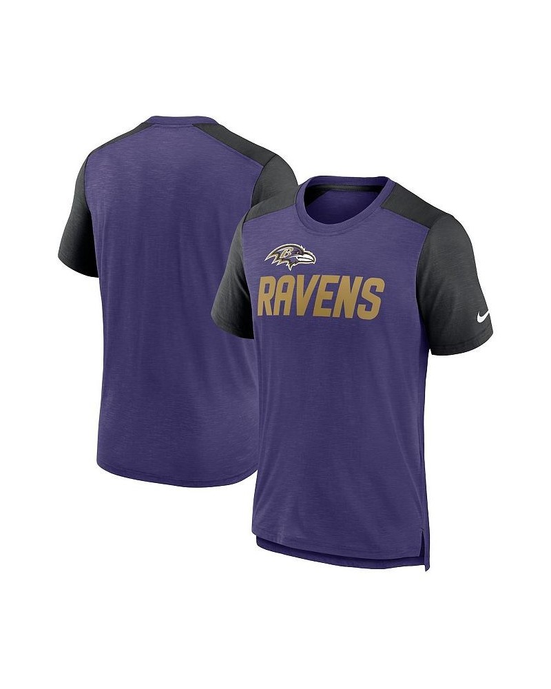 Men's Heathered Purple, Heathered Black Baltimore Ravens Color Block Team Name T-shirt $35.74 T-Shirts