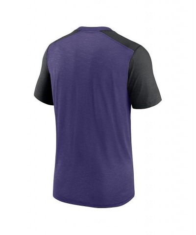 Men's Heathered Purple, Heathered Black Baltimore Ravens Color Block Team Name T-shirt $35.74 T-Shirts