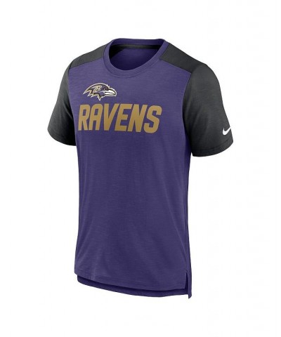 Men's Heathered Purple, Heathered Black Baltimore Ravens Color Block Team Name T-shirt $35.74 T-Shirts