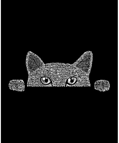 Men's Peeking Cat Word Art T-shirt Gray $10.00 T-Shirts